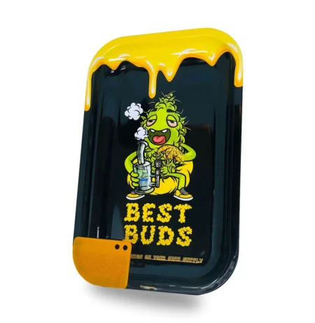 Best Buds Rolling Tray with Magnetic Grinder Card