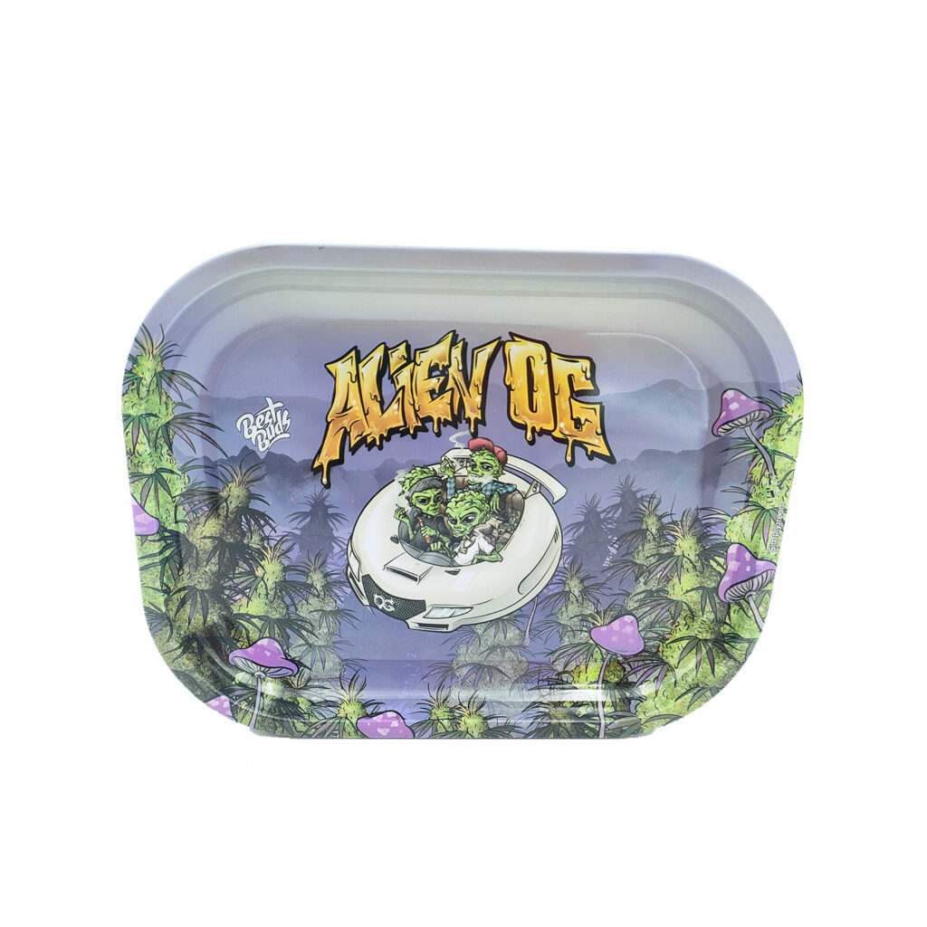 Best Buds Thin Box Rolling Tray with Storage Alien OG una soluzione organizzativa per il fumatore moderno. Eleva la tua esperienza fumatoria!