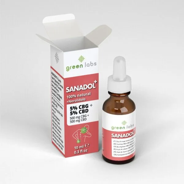 Olio di Canapa Lenitivo 5% - Effetto entourage cannabinoidi - Prodotto naturale efficace - CBG per la pelle - SANADOL+ Olio di Canapa